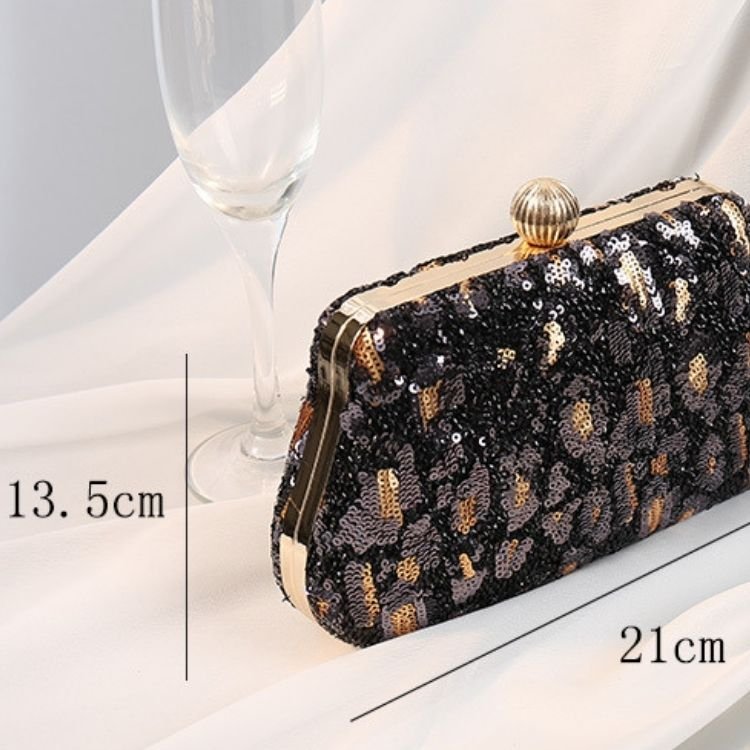 Leopard Sequin Evening Clutch Bag - Image 3