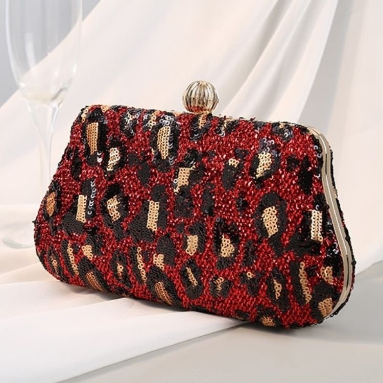Leopard Sequin Evening Clutch Bag - Image 4