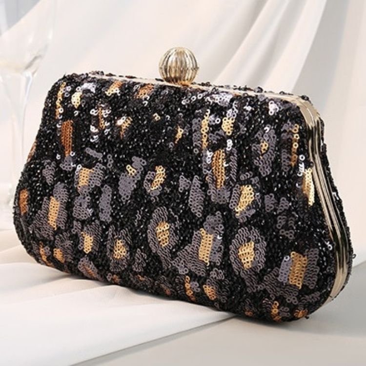 Leopard Sequin Evening Clutch Bag - Image 6