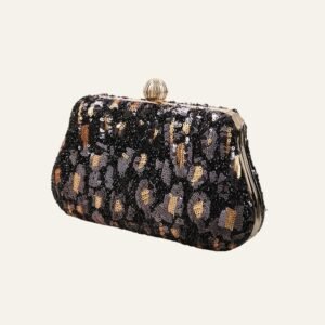Leopard Sequin Evening Clutch Bag