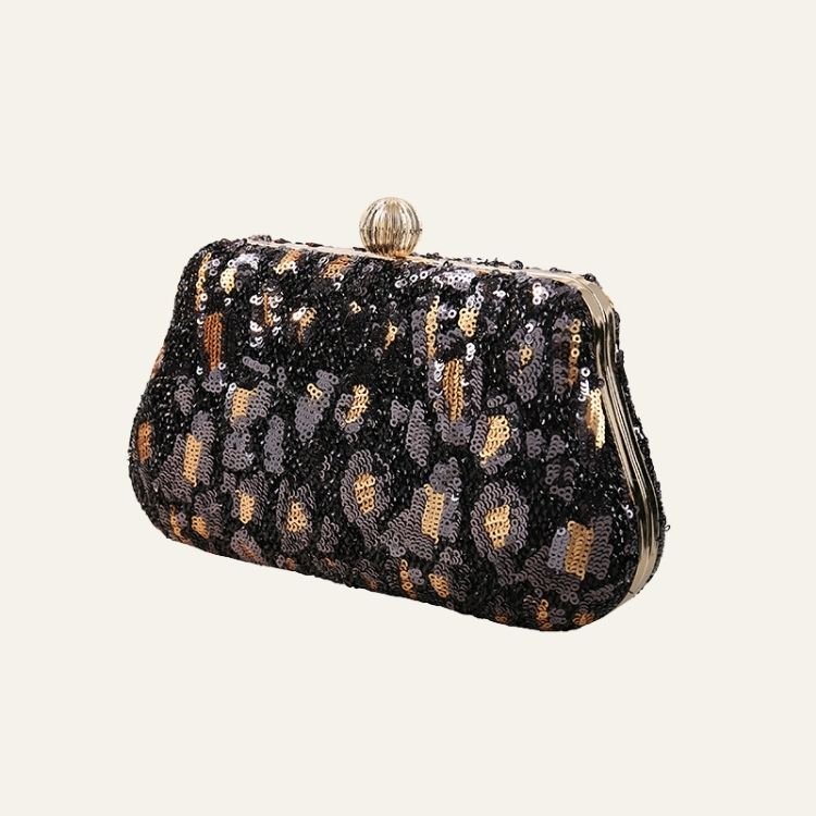 Leopard Sequin Evening Clutch Bag